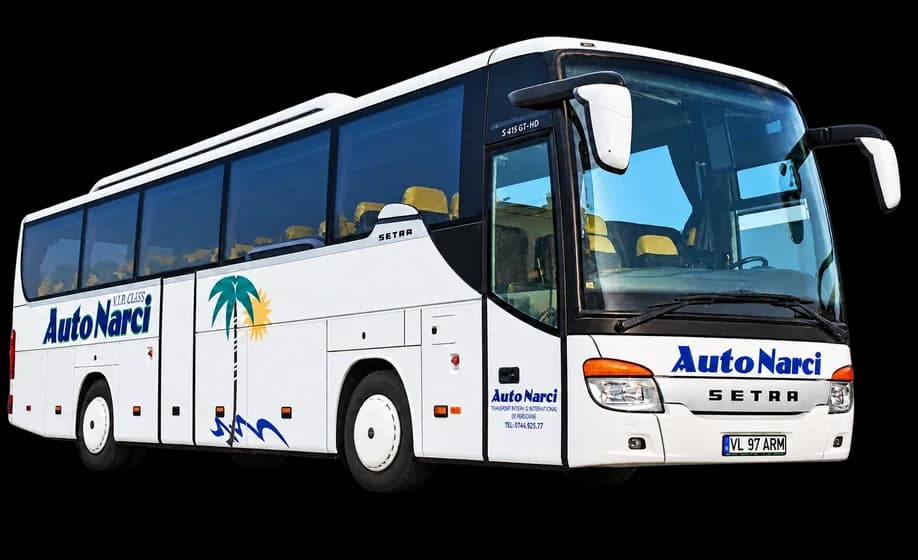 Autocar Setra Auto Narci, alb cu palmieri