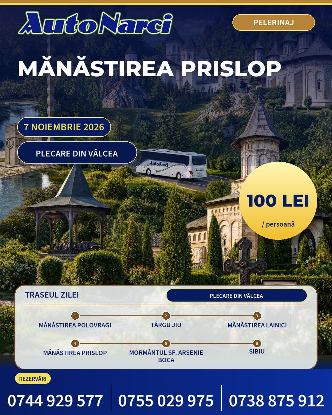 Poster oficial Auto Narci pentru Mănăstirea Prislop