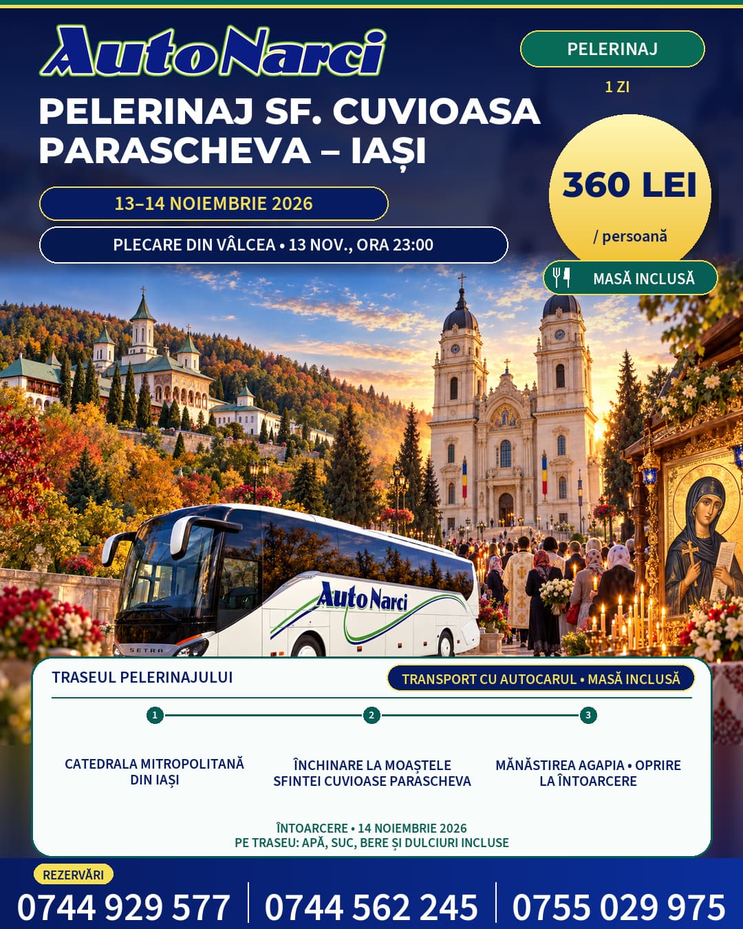 Poster oficial Auto Narci pentru Pelerinaj Sf. Cuvioasa Parascheva – Iași